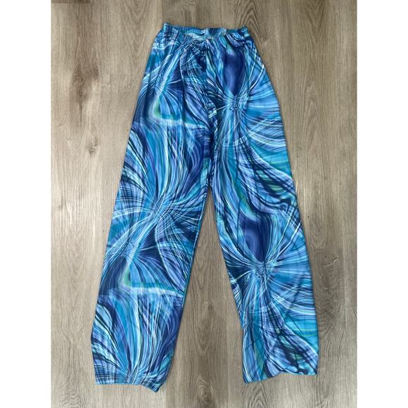 Cicci USA Blue Swirl Lounge Pants Unisex Medium Flowy Elastic Waist Boho Style - Picture 3 of 9